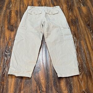American Eagle Khaki Tan Cargo Pants Womens 4 Regular Wide Leg Stretch Utility
